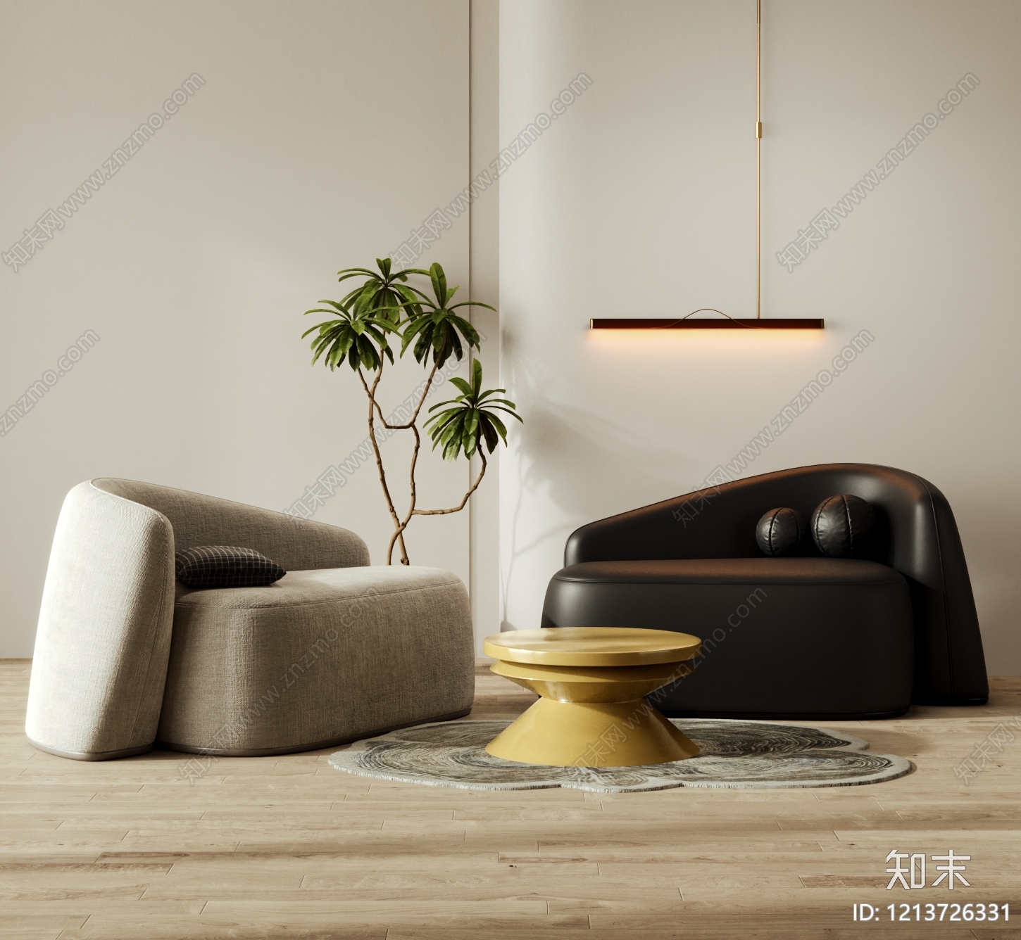 现代简约单人沙发3D模型下载【ID:1213726331】