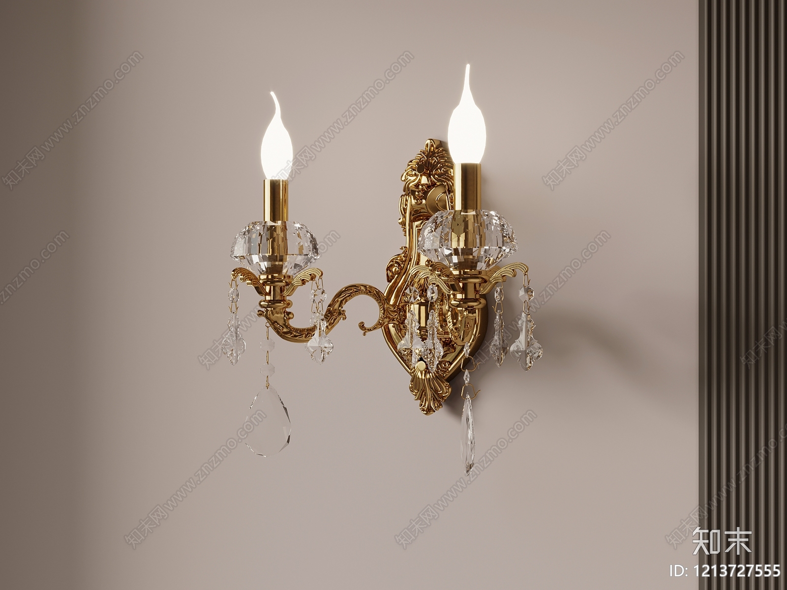 法式水晶壁灯3D模型下载【ID:1213727555】