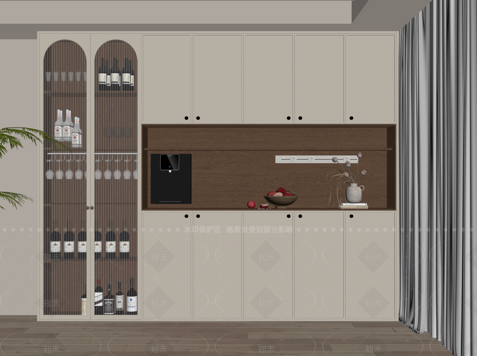 现代餐边柜SU模型下载【ID:1213728844】