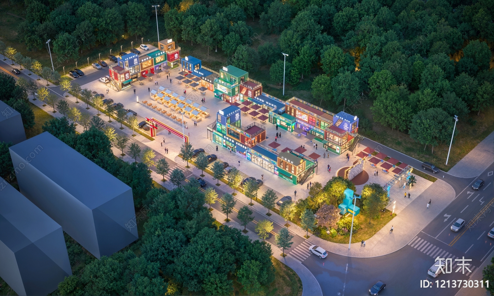 集装箱商业风格商业街3D模型下载【ID:1213730311】