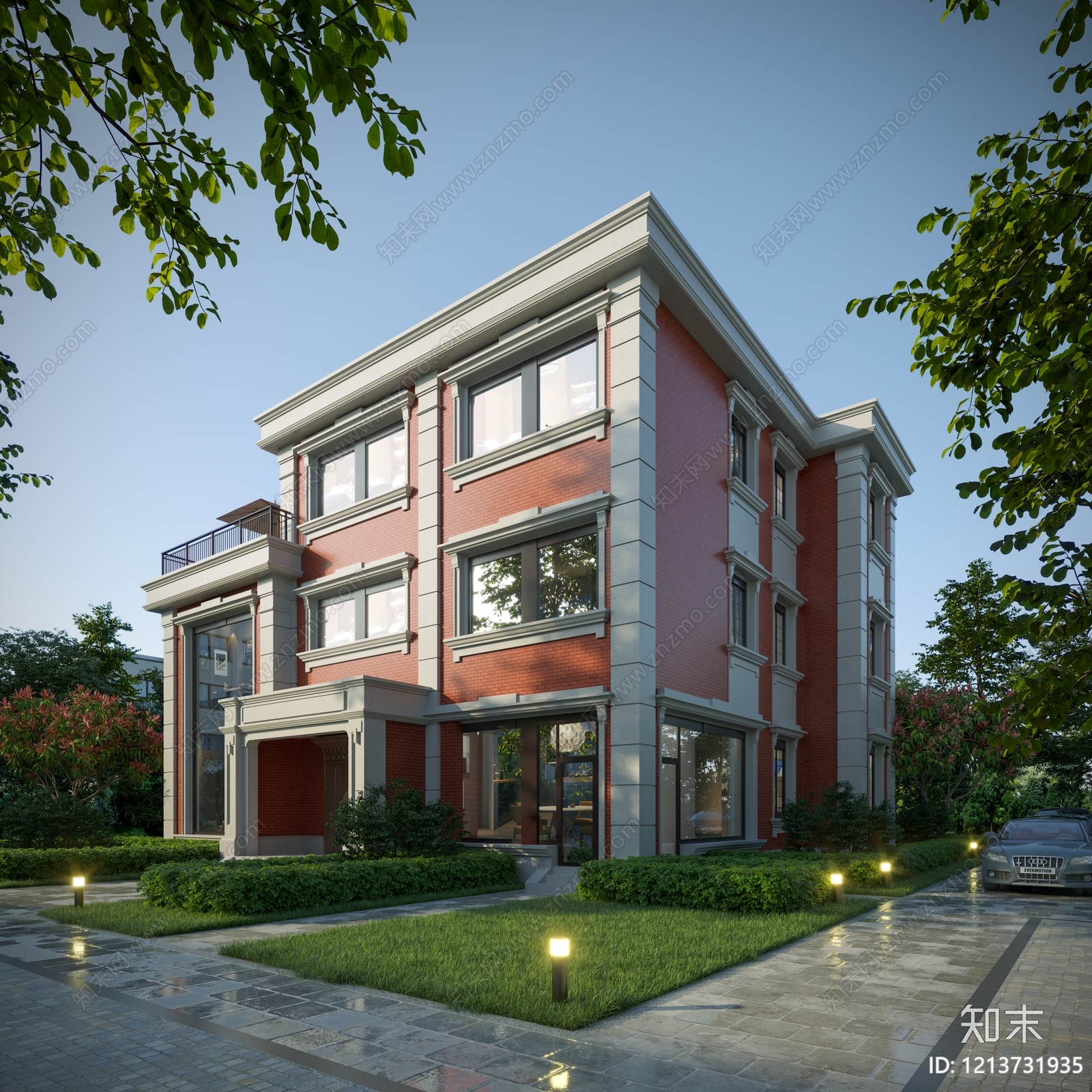 新古典主义别墅外观3D模型下载【ID:1213731935】