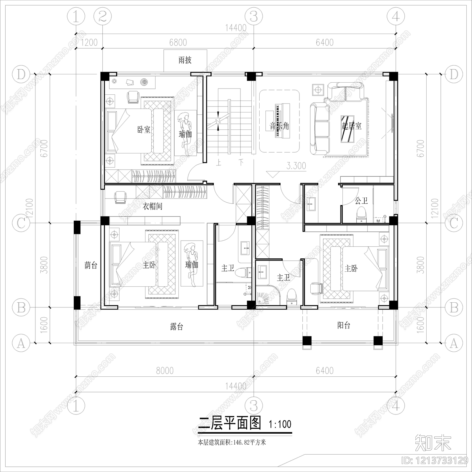 现代别墅建筑cad施工图下载【ID:1213733129】