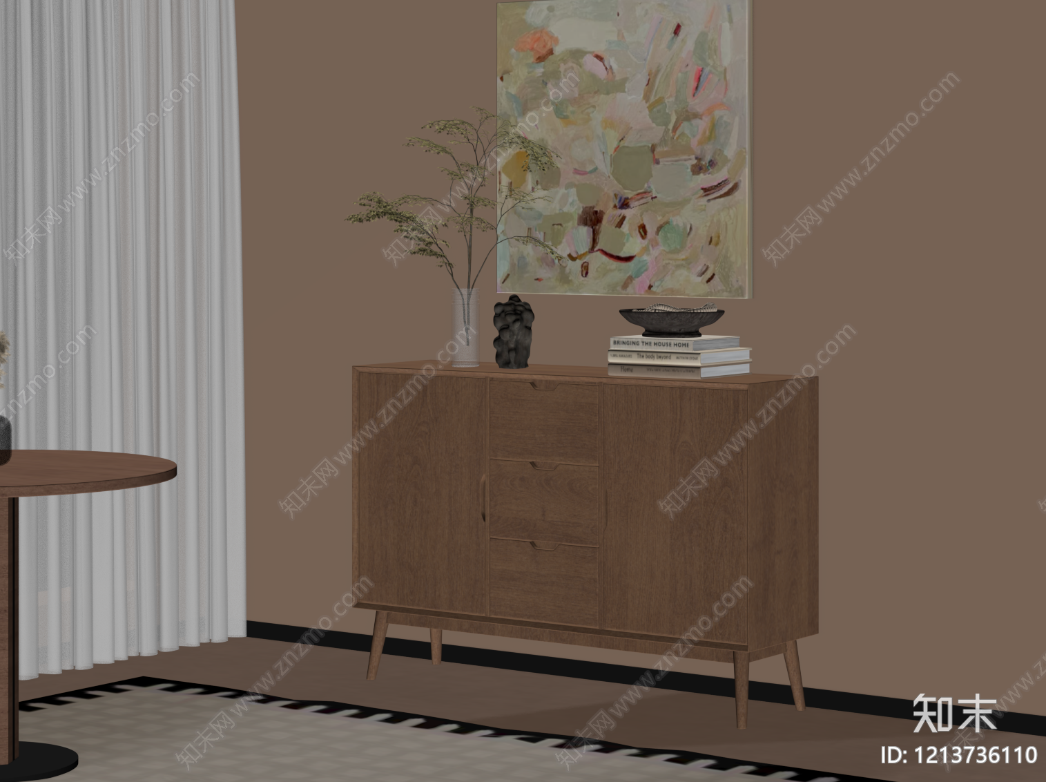 原木风玄关柜SU模型下载【ID:1213736110】