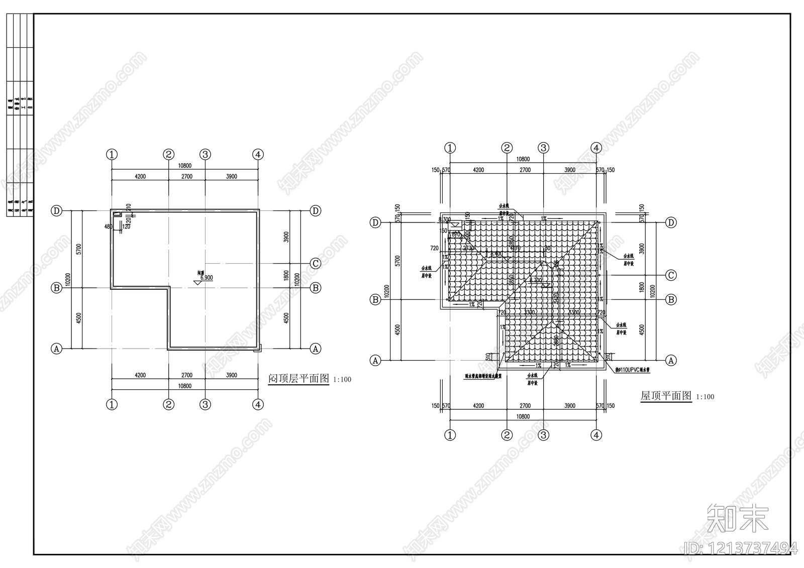 新中式别墅建筑cad施工图下载【ID:1213737494】