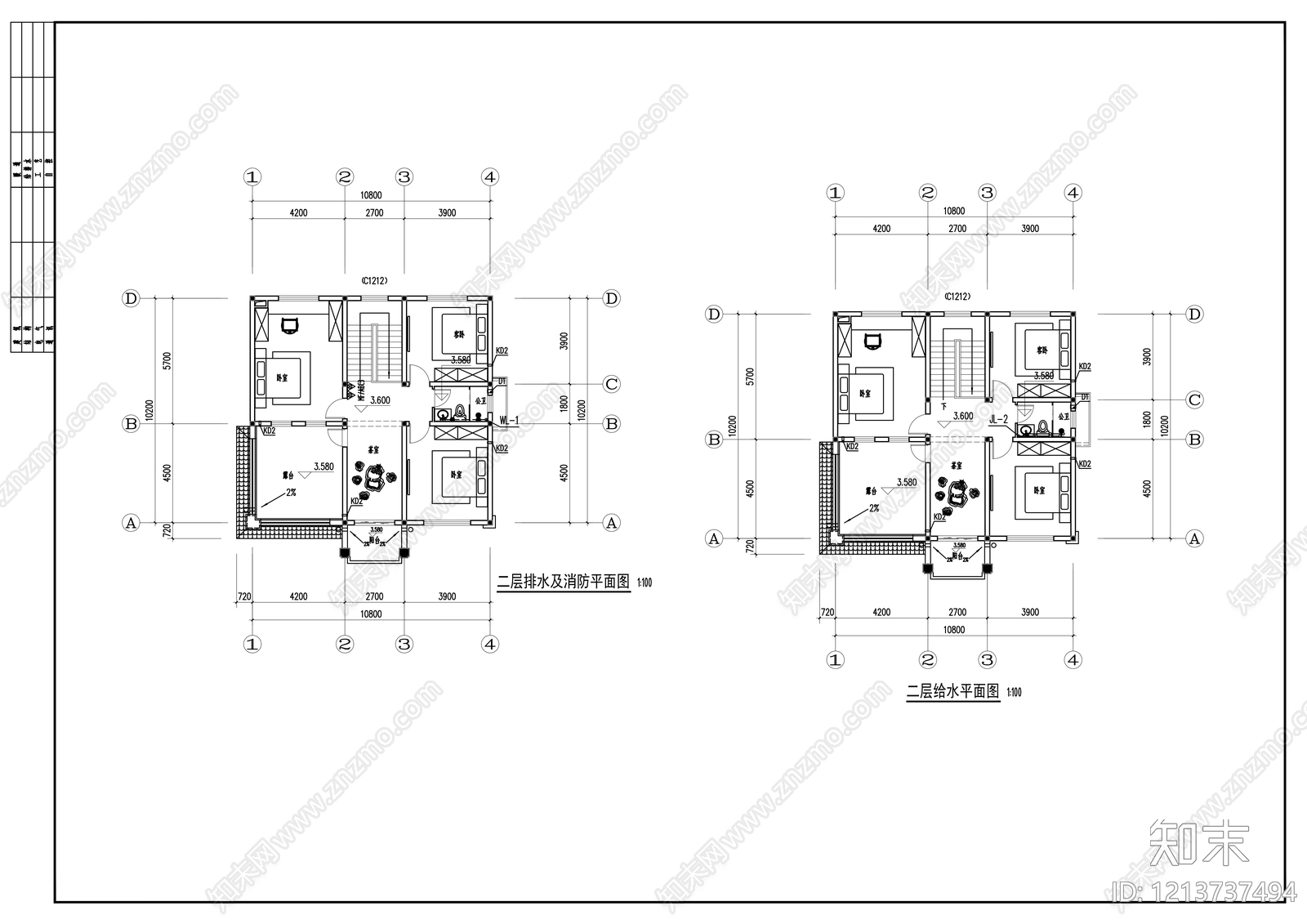 新中式别墅建筑cad施工图下载【ID:1213737494】