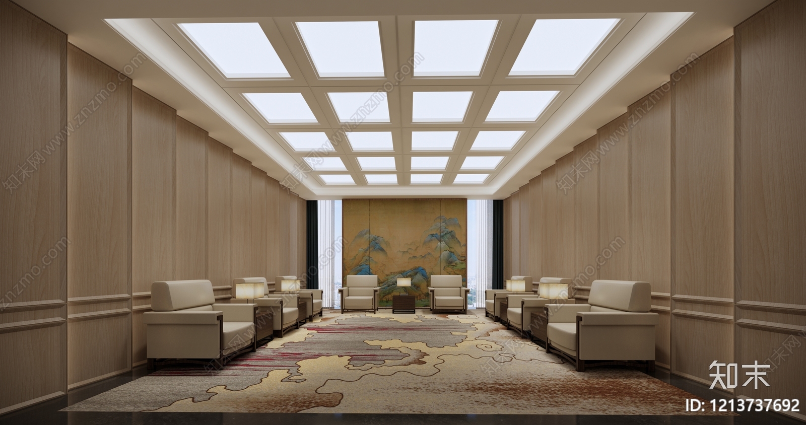 新中式接待室SU模型下载【ID:1213737692】