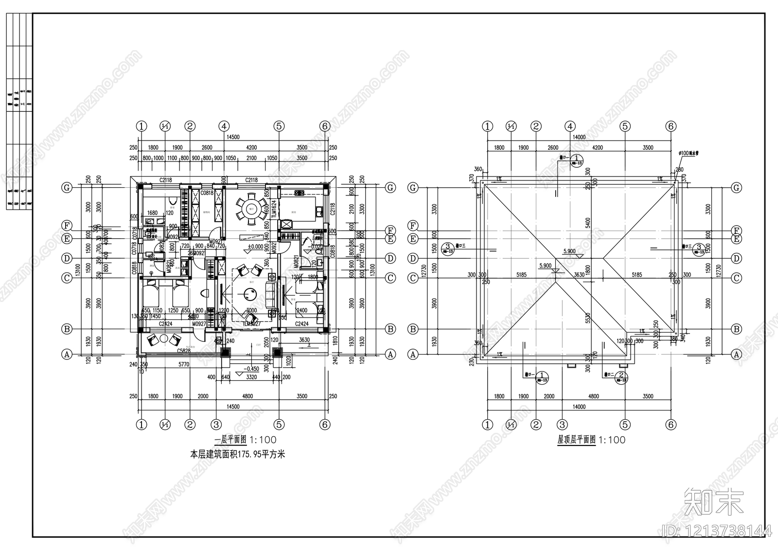 新中式别墅建筑cad施工图下载【ID:1213738144】