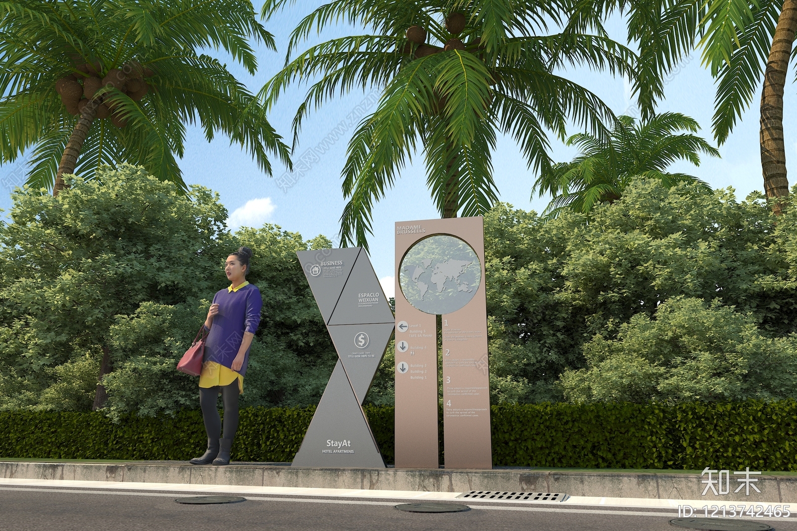 现代简约景观导视3D模型下载【ID:1213742465】