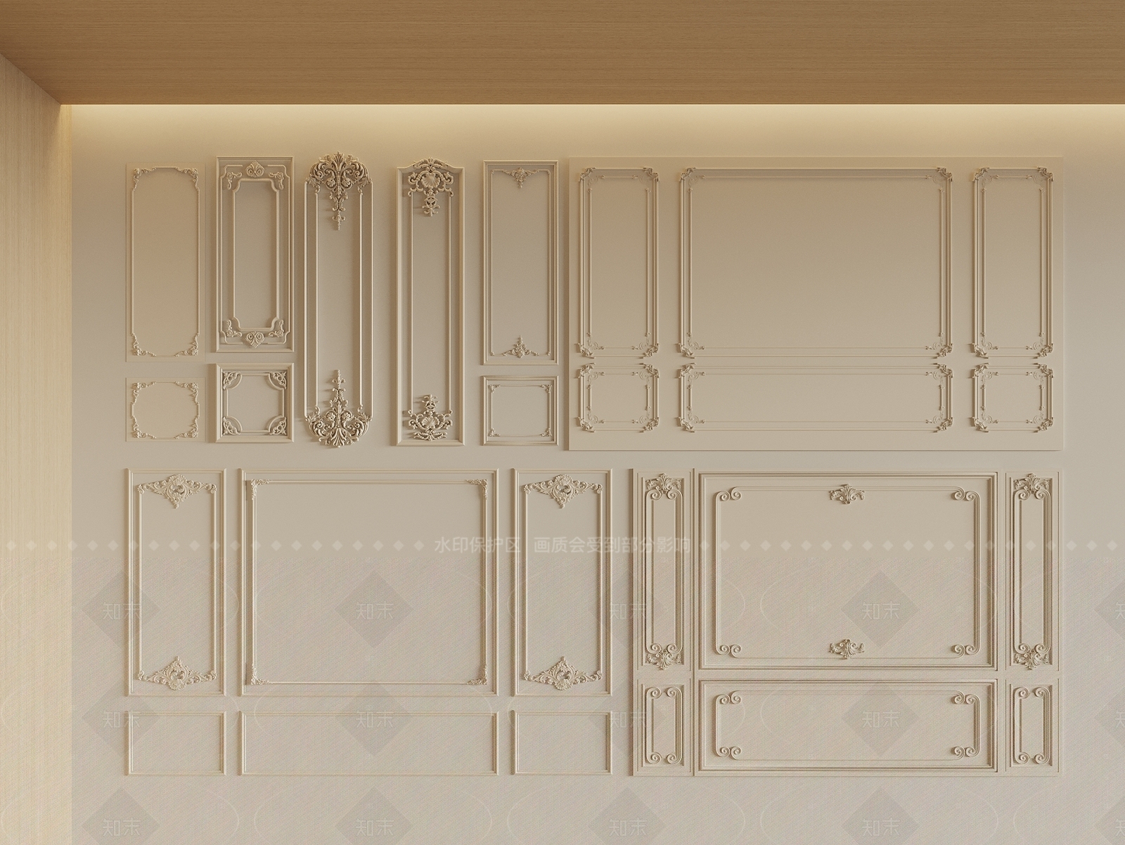 法式沙发背景墙3D模型下载【ID:1213745935】