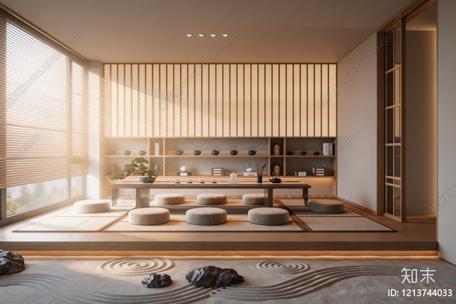 日式禅意茶室SU模型下载【ID:1213744033】