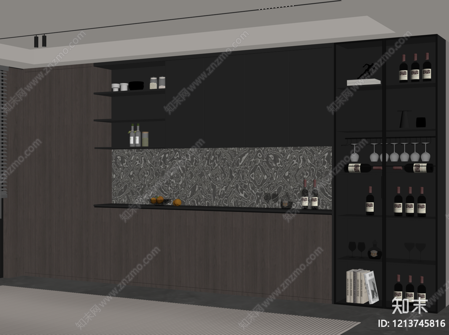 现代极简酒柜SU模型下载【ID:1213745816】