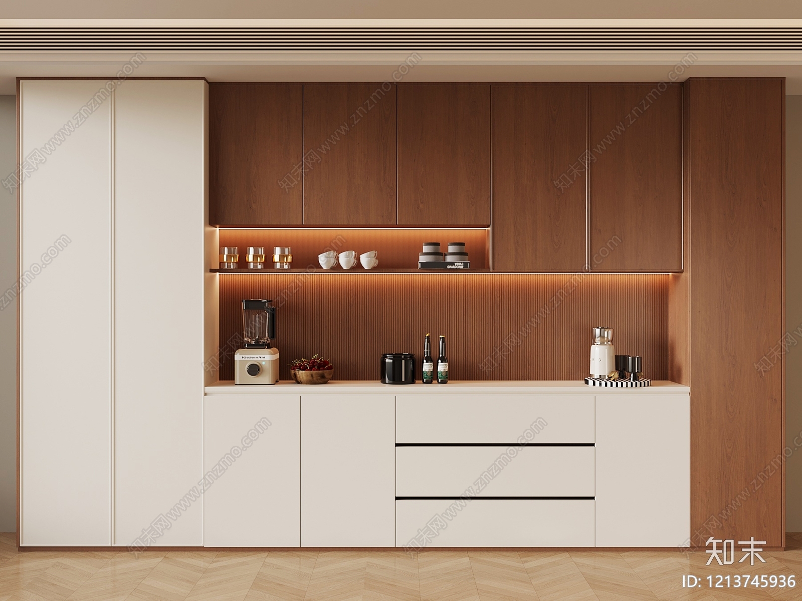 现代餐边柜SU模型下载【ID:1213745936】