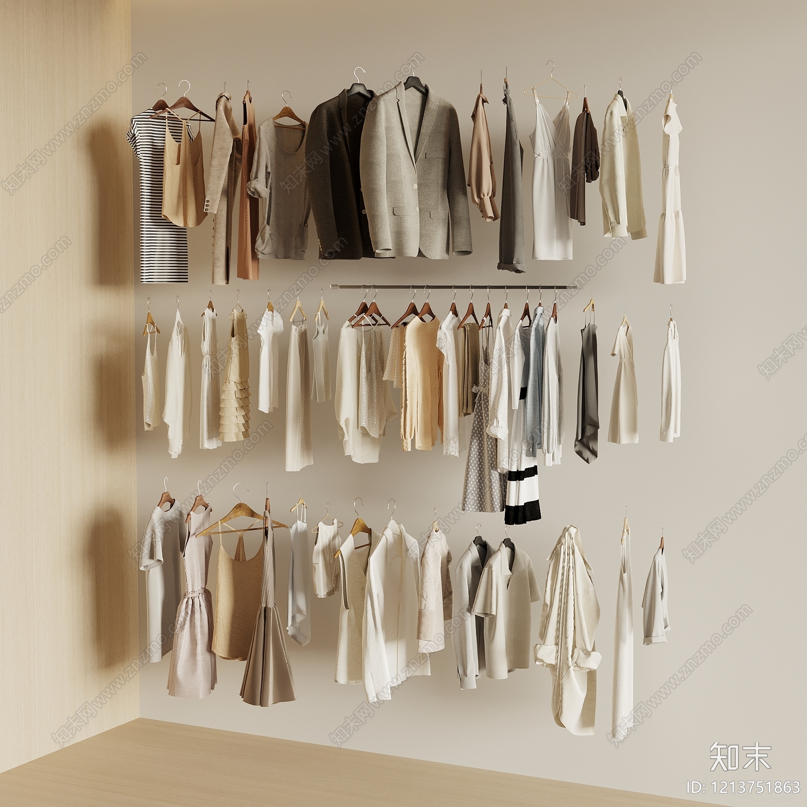 奶油风衣服3D模型下载【ID:1213751863】