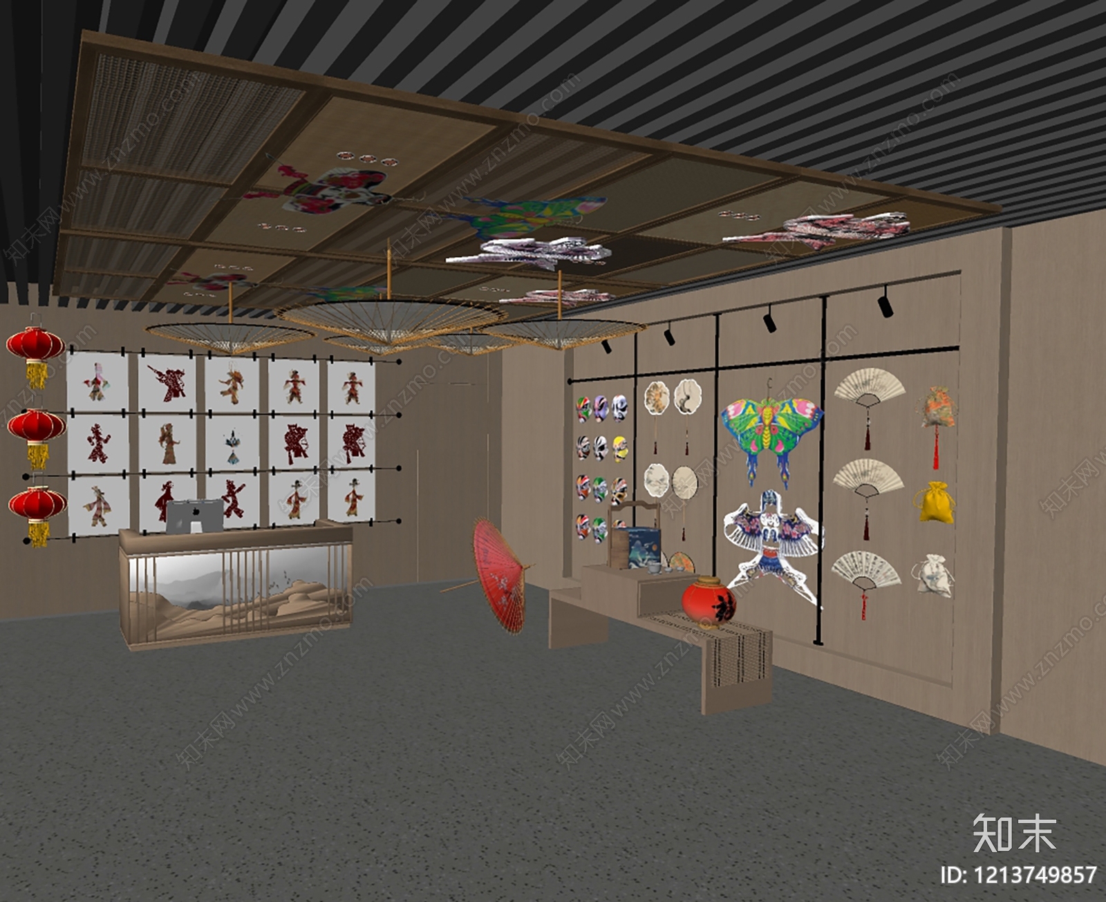 新中式文创展厅SU模型下载【ID:1213749857】