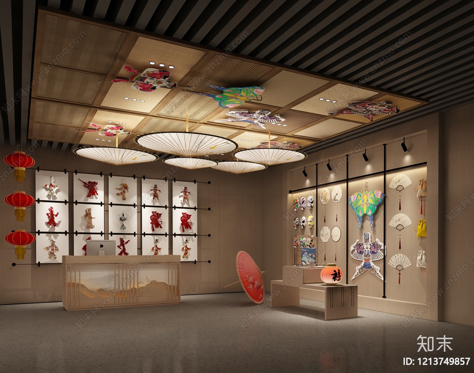 新中式文创展厅SU模型下载【ID:1213749857】