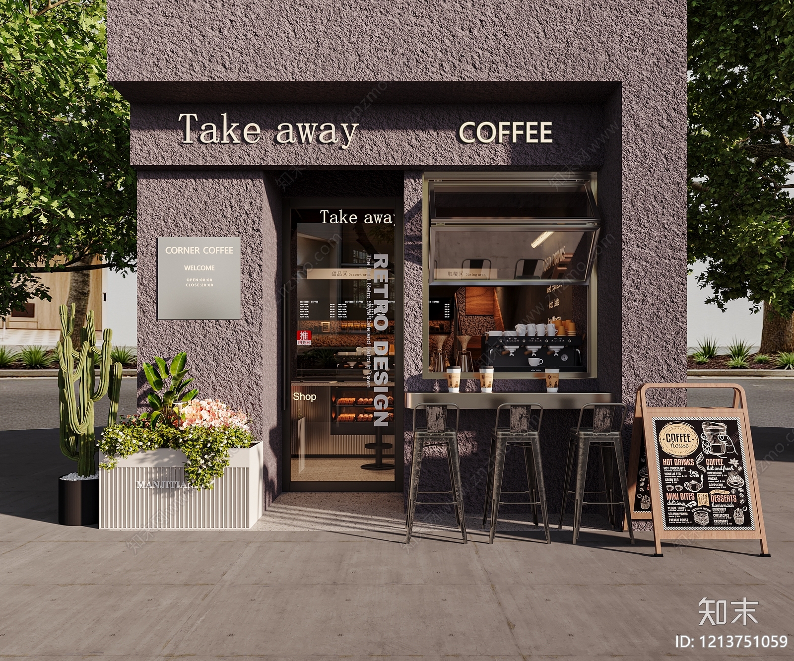 复古咖啡厅3D模型下载【ID:1213751059】