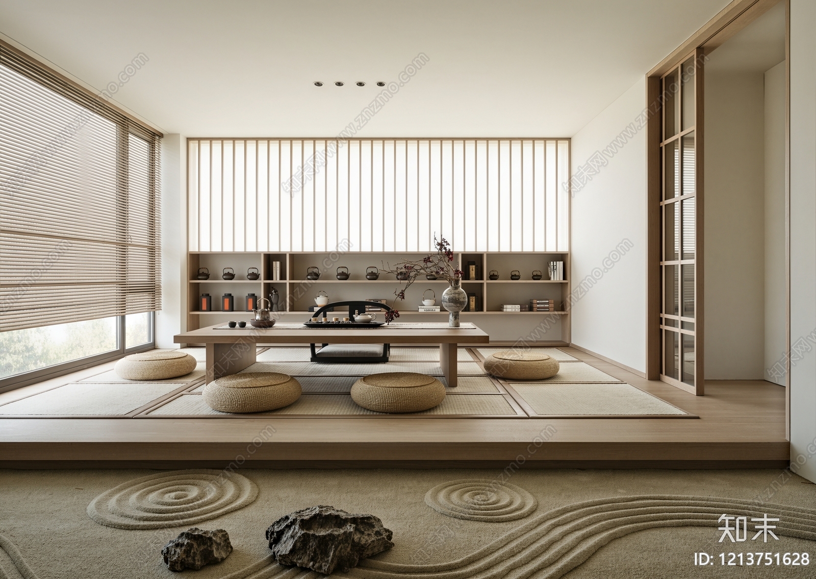 日式禅意茶室3D模型下载【ID:1213751628】