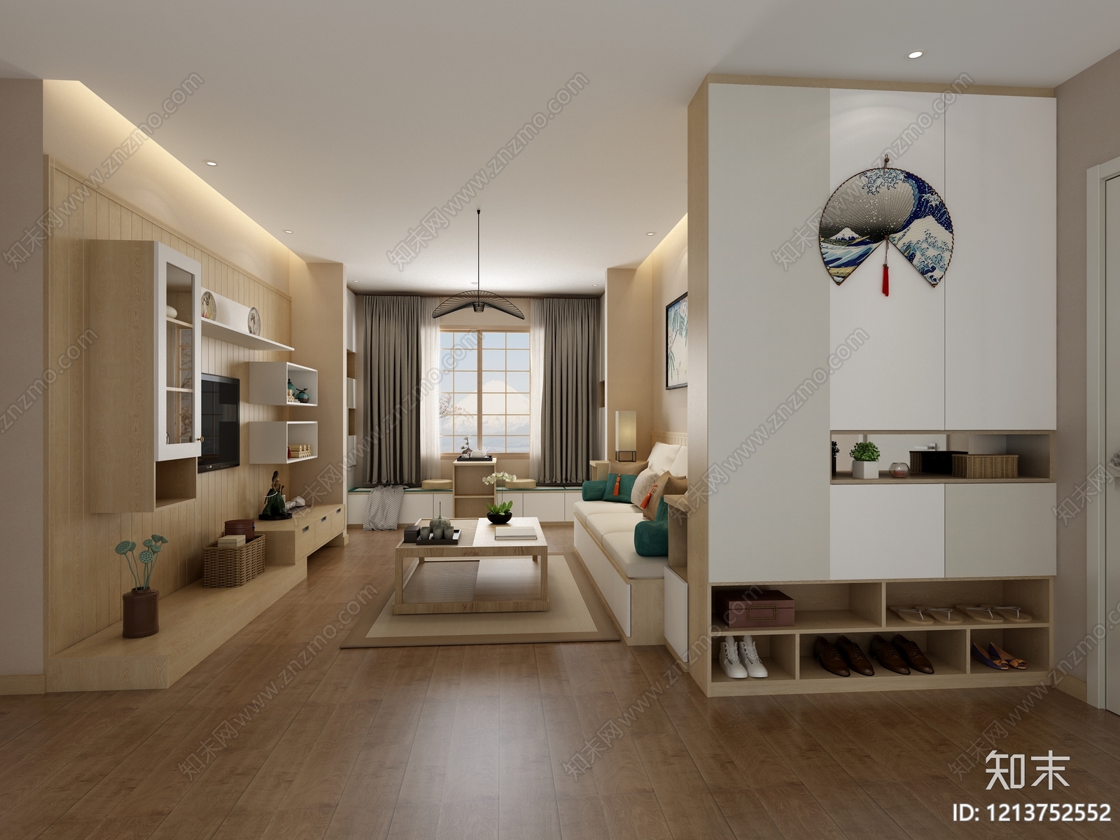 日式家居客厅3D模型下载【ID:1213752552】