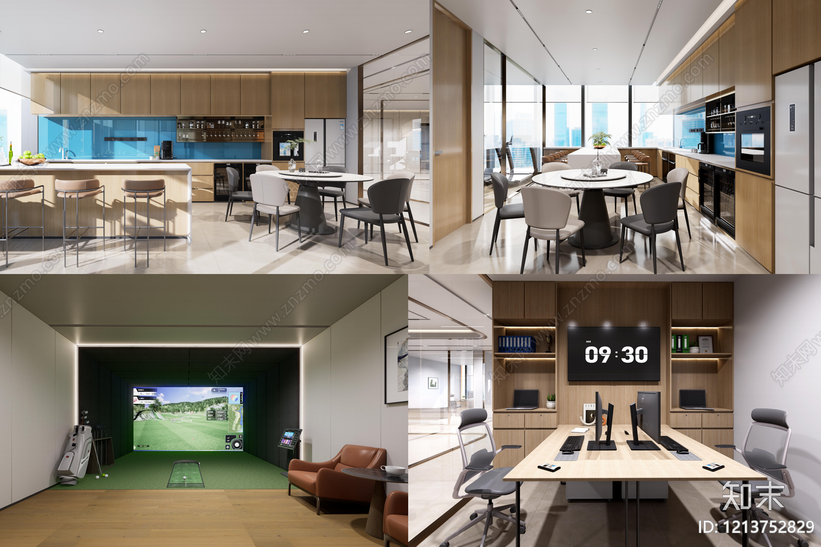 现代简约整体办公空间施工图下载【ID:1213752829】