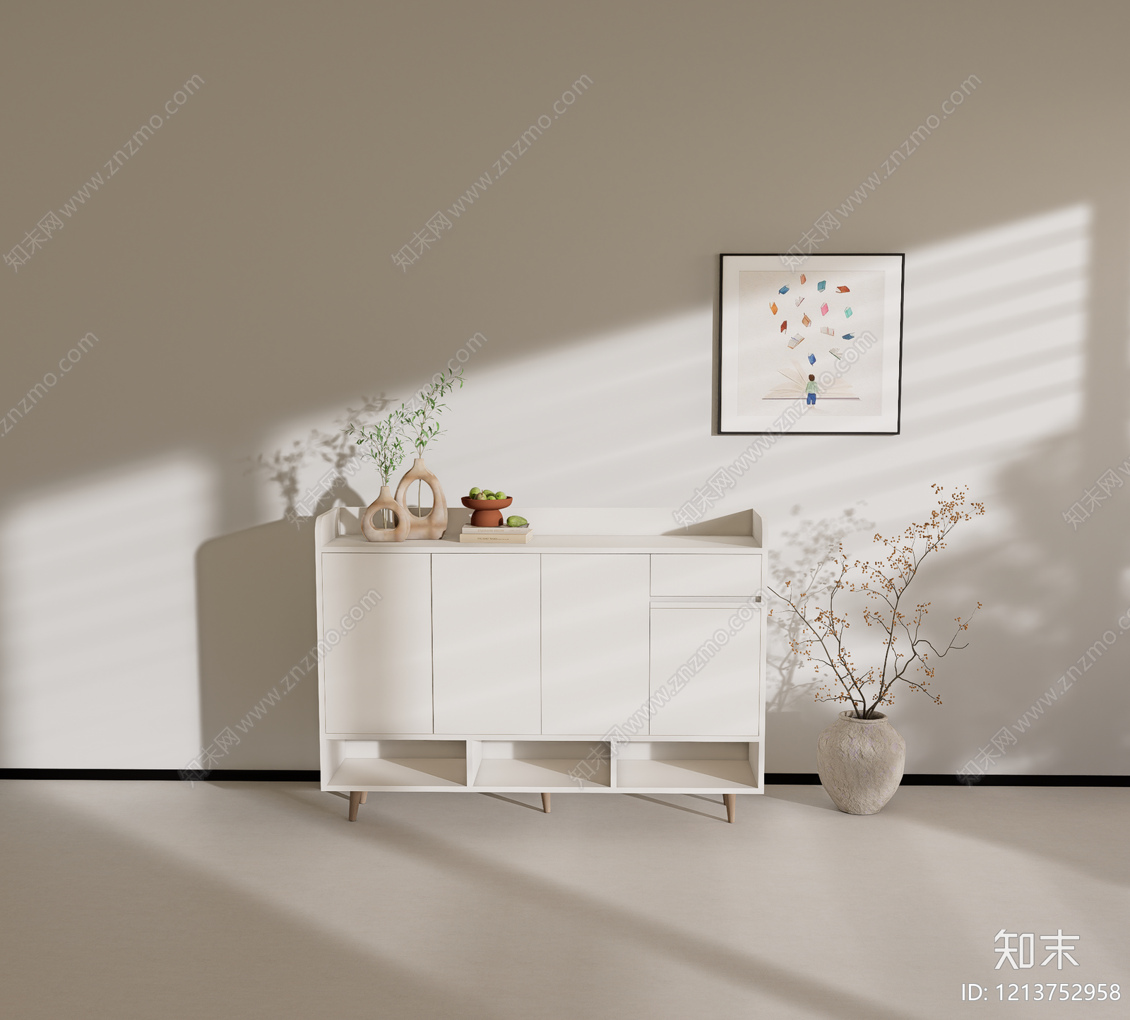 奶油风玄关柜3D模型下载【ID:1213752958】