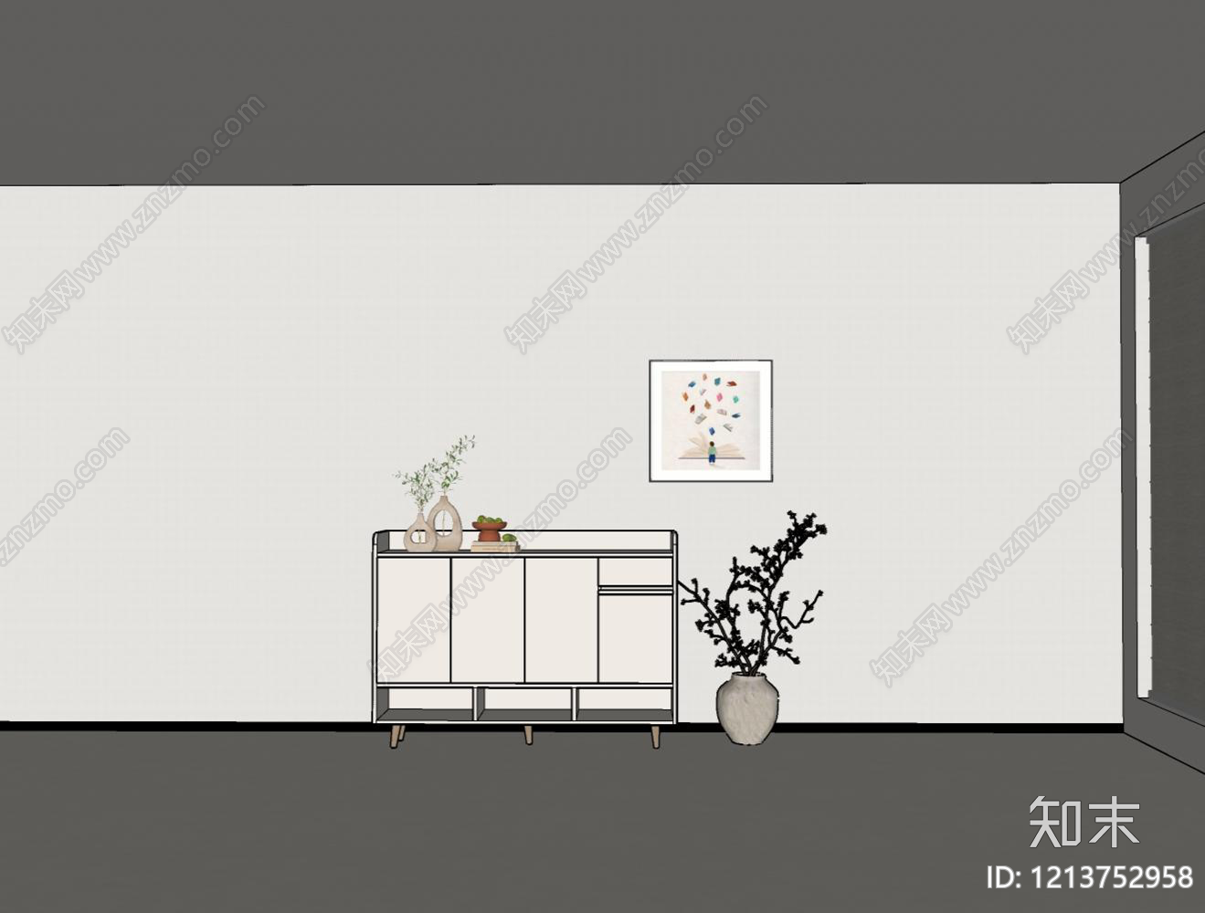 奶油风玄关柜3D模型下载【ID:1213752958】