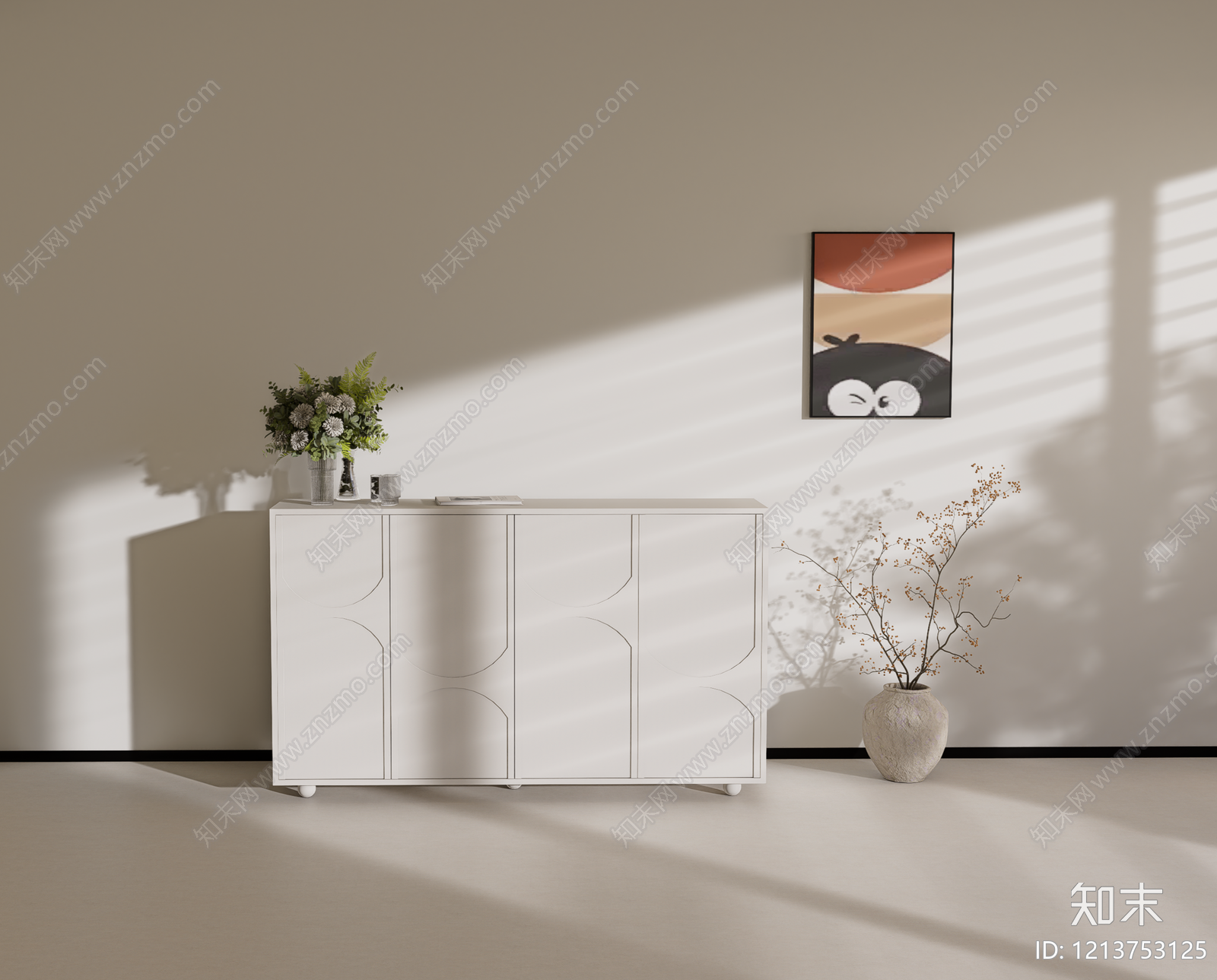 奶油风玄关柜3D模型下载【ID:1213753125】