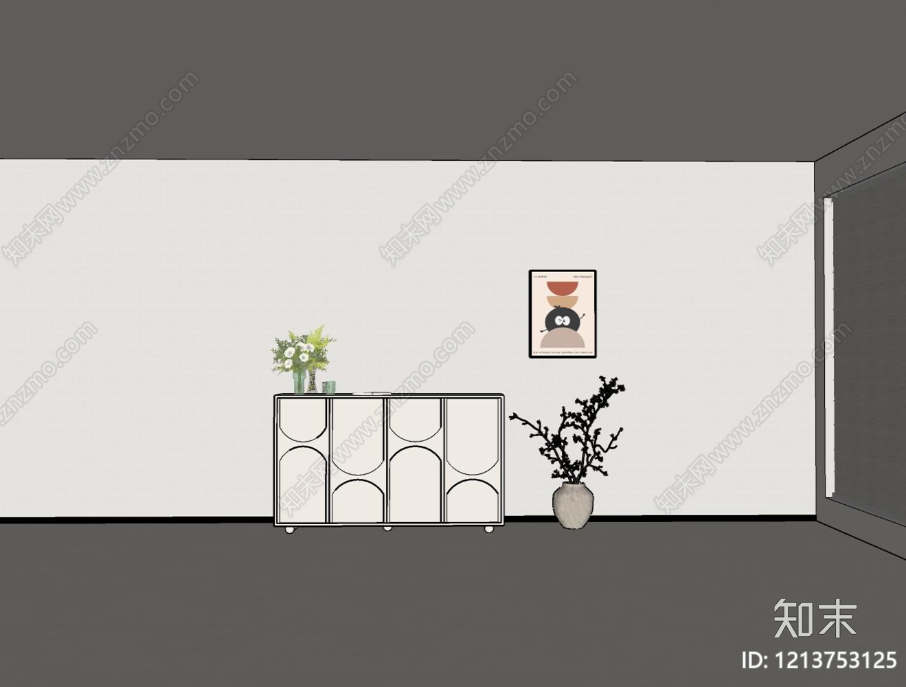 奶油风玄关柜3D模型下载【ID:1213753125】