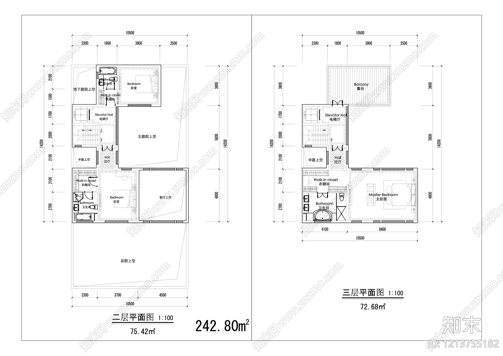 现代别墅建筑cad施工图下载【ID:1213755182】