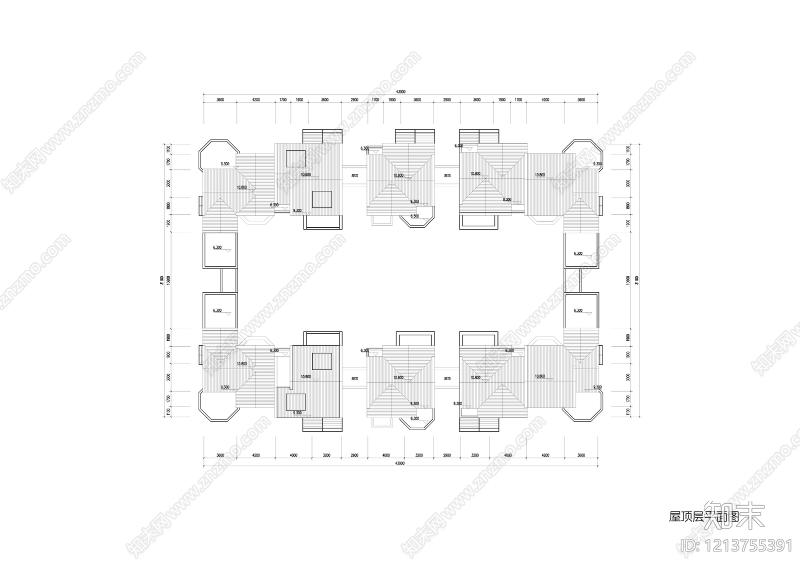 新中式别墅建筑cad施工图下载【ID:1213755391】