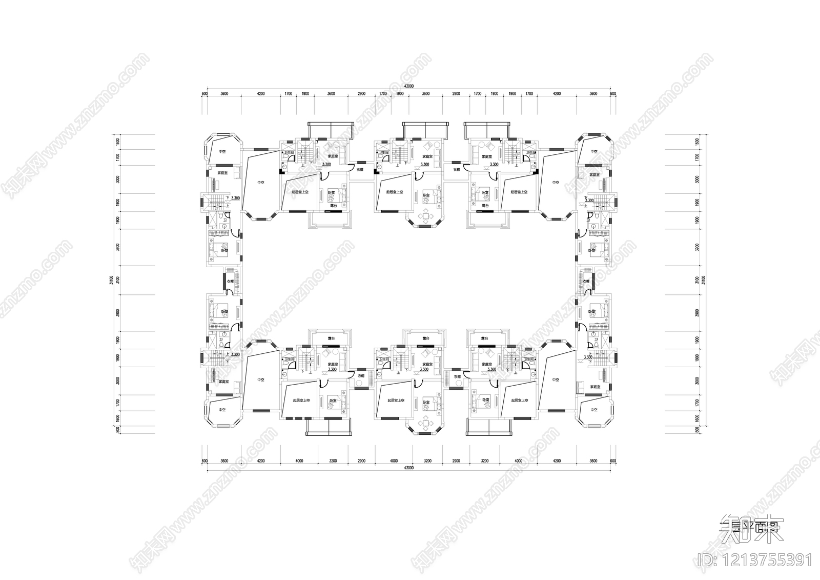 新中式别墅建筑cad施工图下载【ID:1213755391】