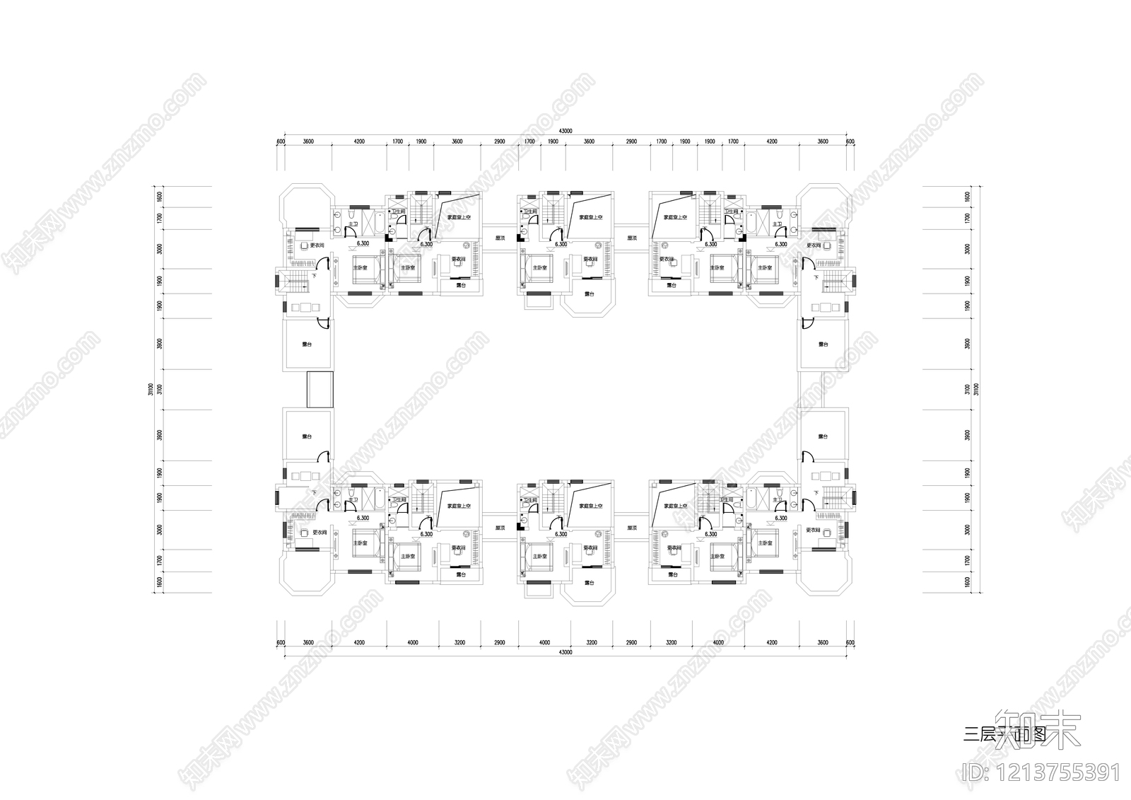 新中式别墅建筑cad施工图下载【ID:1213755391】