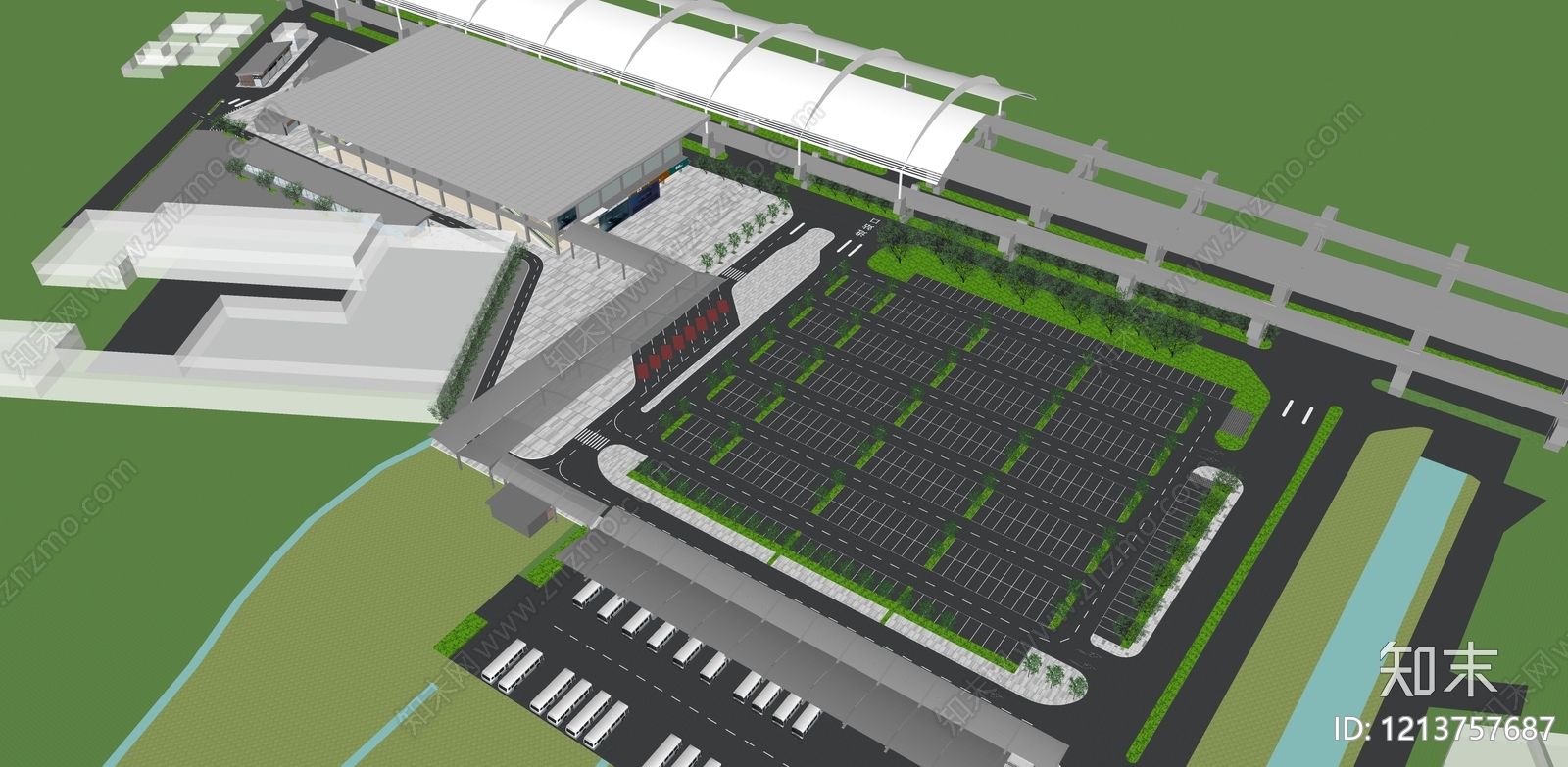 现代主义火车站SU模型下载【ID:1213757687】