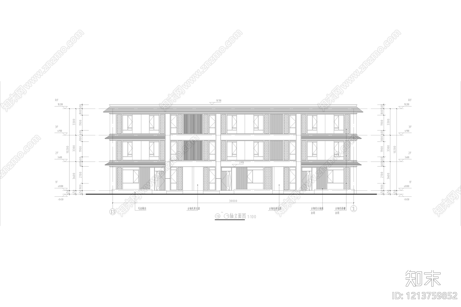 联排住宅cad施工图下载【ID:1213759852】