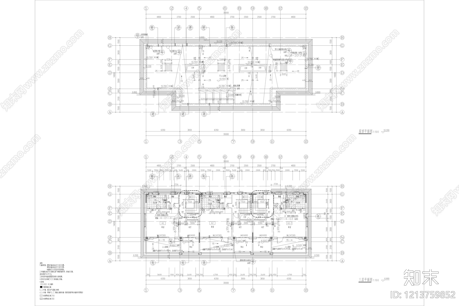 联排住宅cad施工图下载【ID:1213759852】