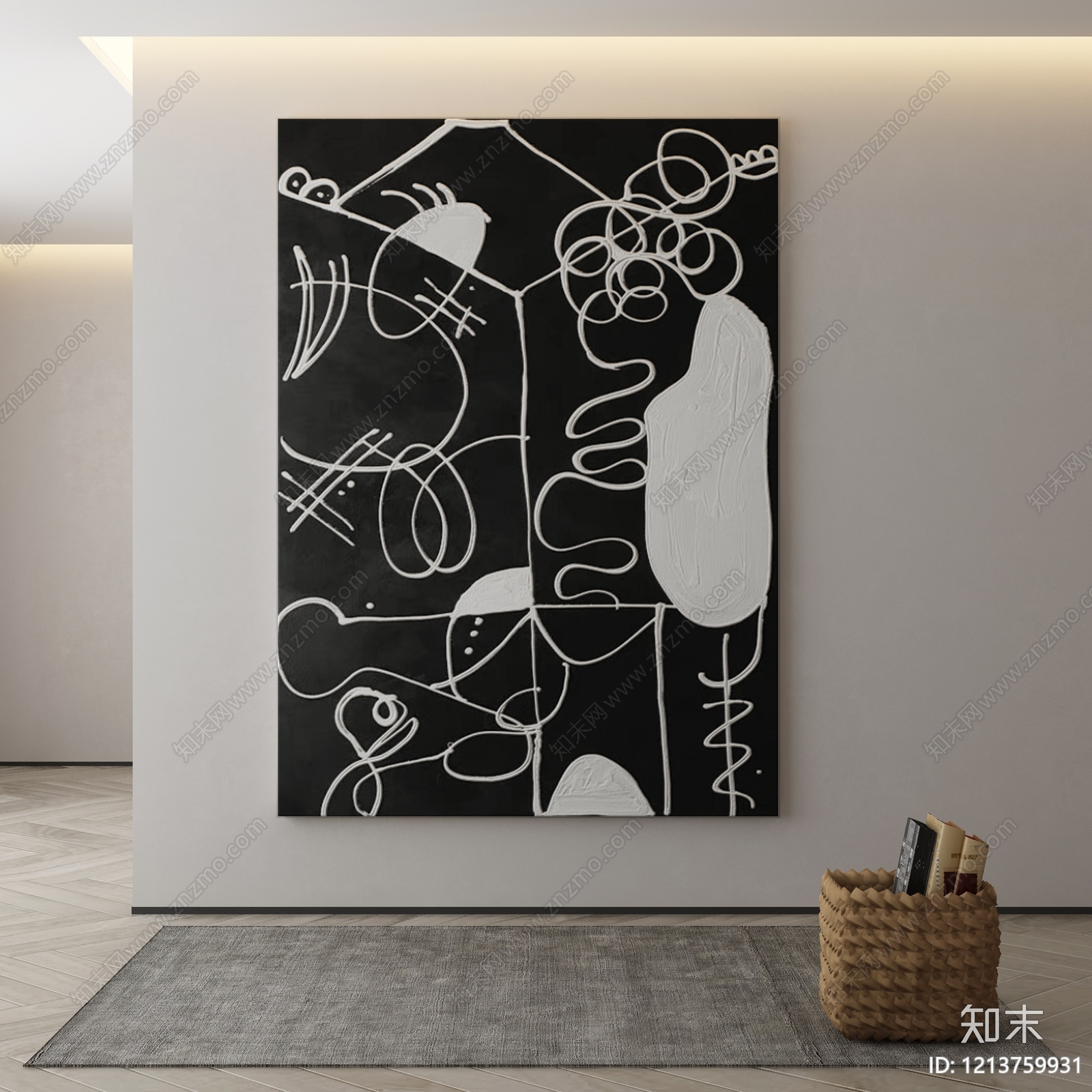 极简黑白挂画3D模型下载【ID:1213759931】
