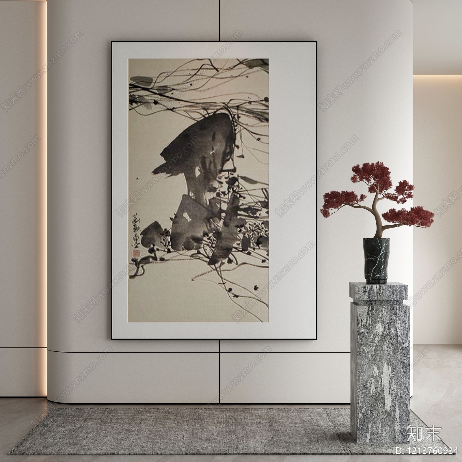 新中式挂画3D模型下载【ID:1213760934】