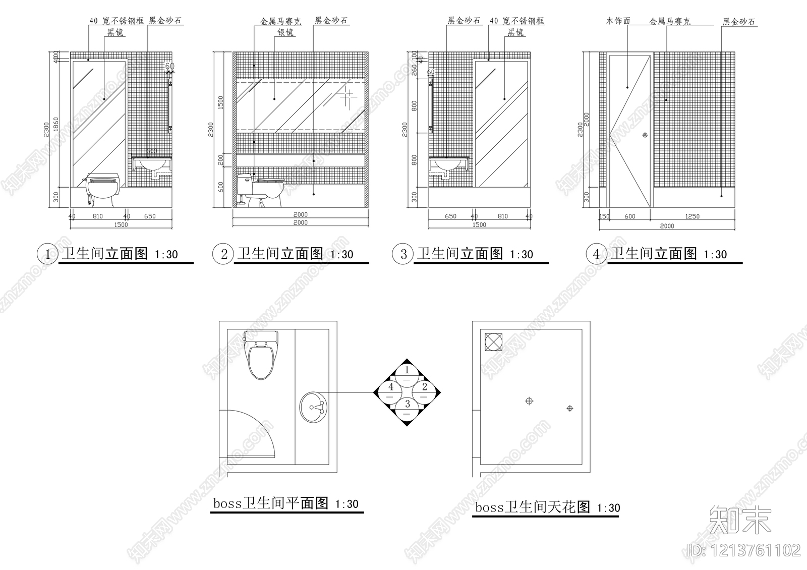 现代公共卫生间CAD图纸