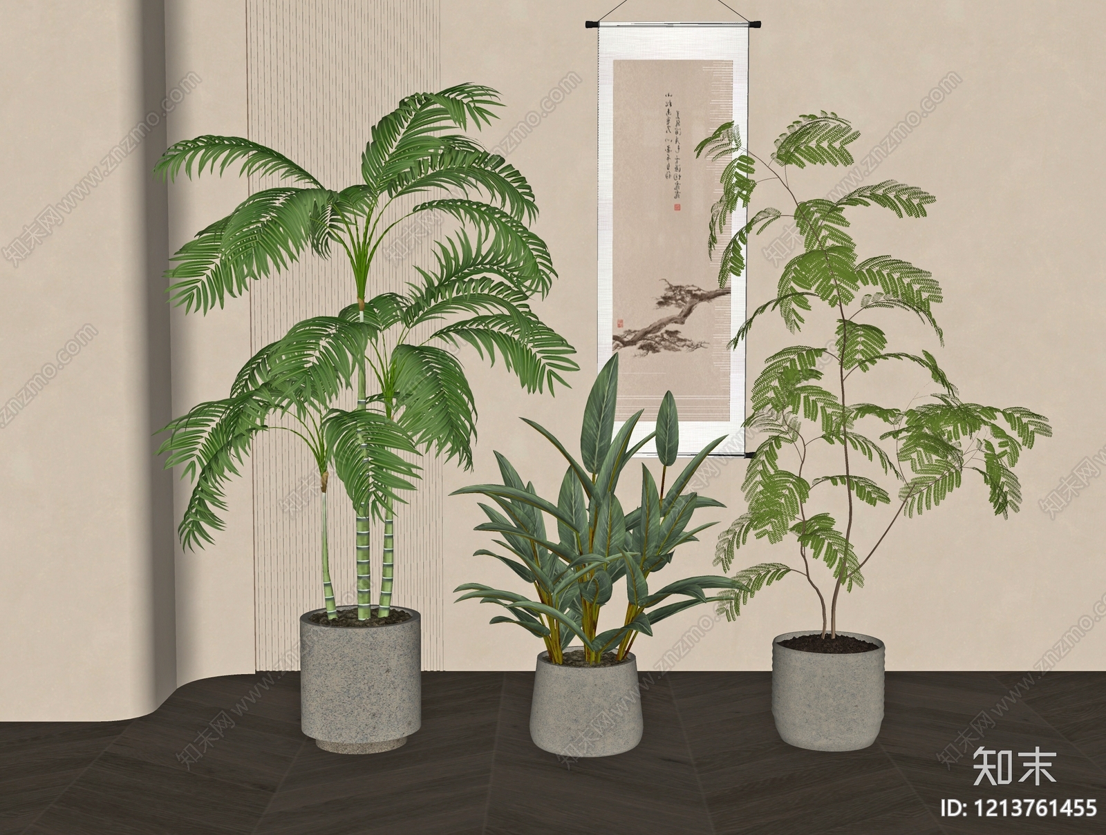 新中式盆栽SU模型下载【ID:1213761455】