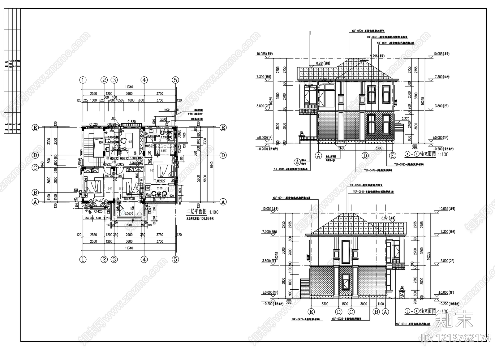 欧式别墅建筑cad施工图下载【ID:1213762174】