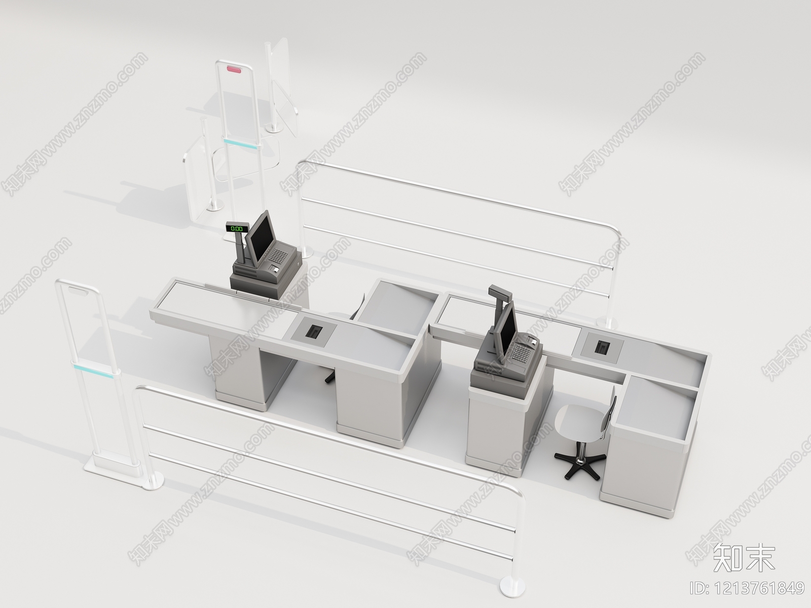 现代超市收银台3D模型下载【ID:1213761849】