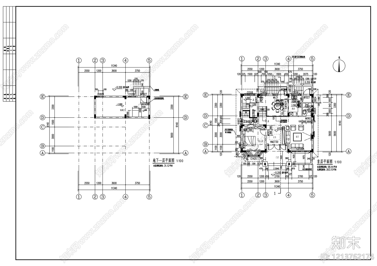 欧式别墅建筑cad施工图下载【ID:1213762174】