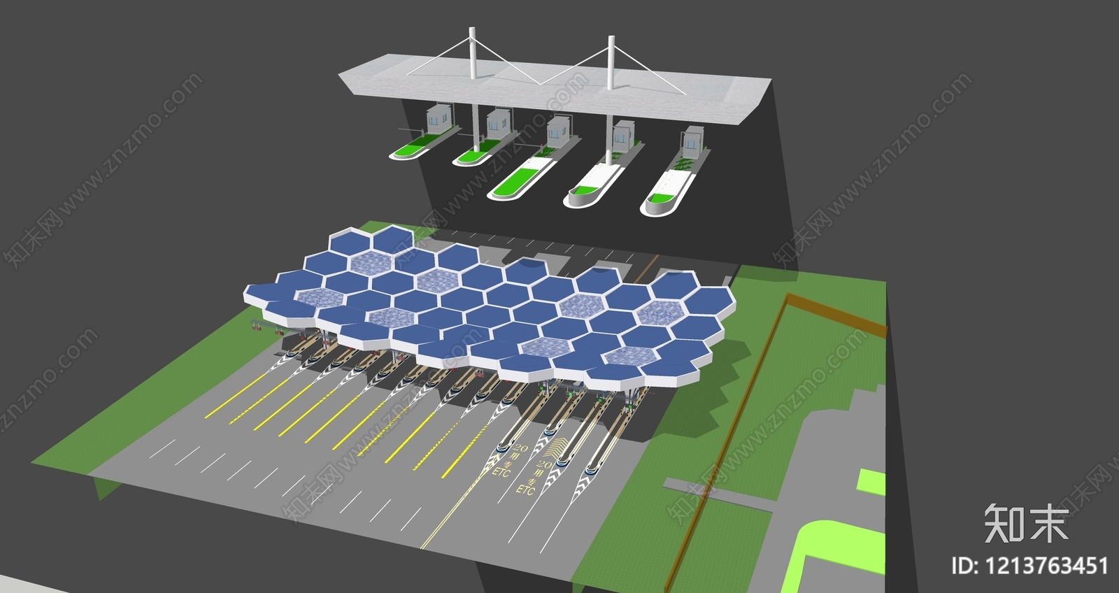 现代主义收费站SU模型下载【ID:1213763451】
