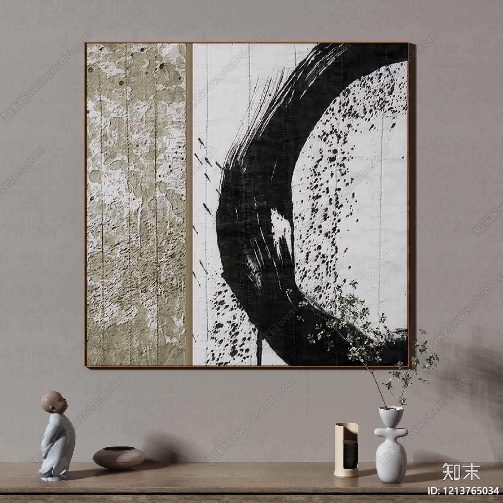 新中式玄关挂画3D模型下载【ID:1213765034】