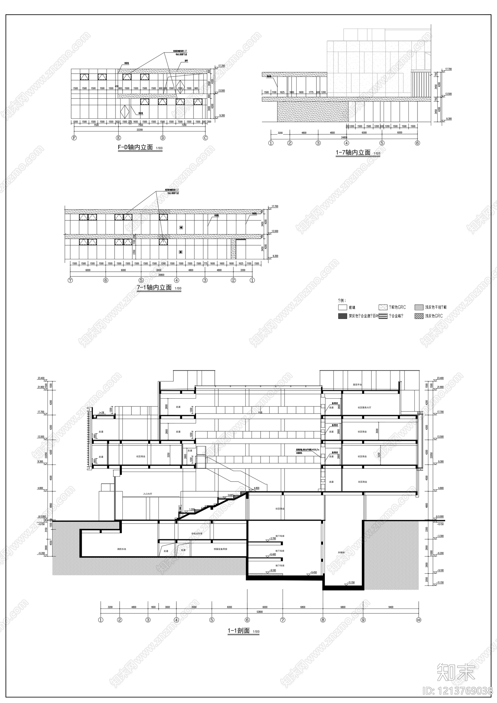 现代办公楼建筑cad施工图下载【ID:1213769038】