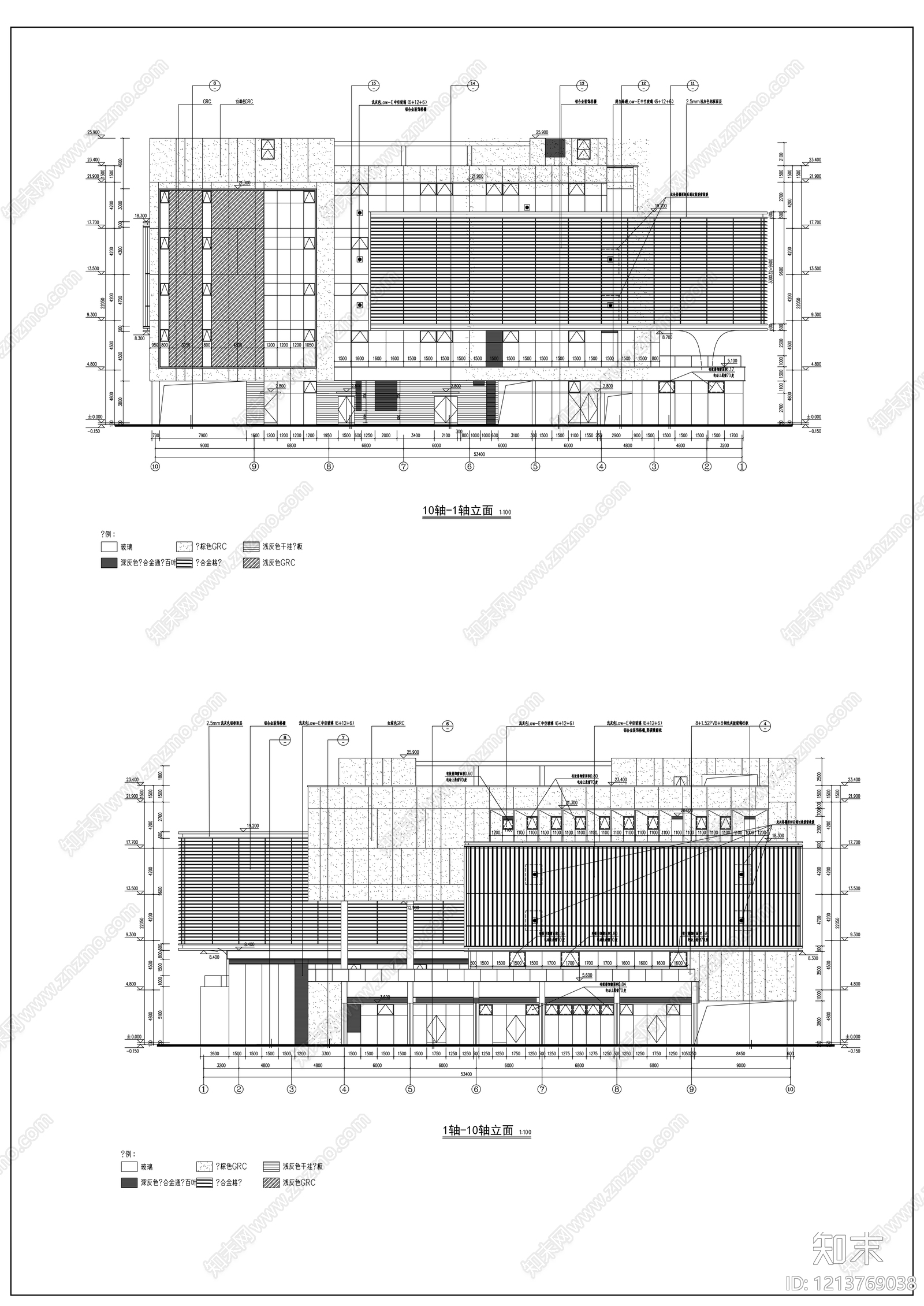 现代办公楼建筑cad施工图下载【ID:1213769038】