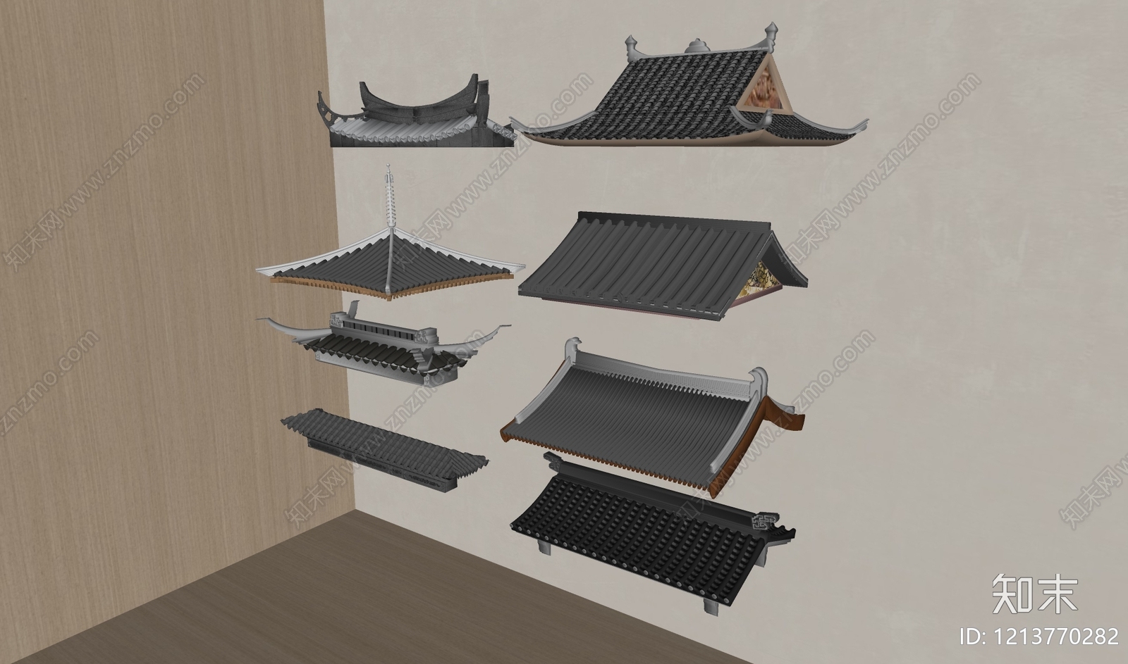 新中式屋檐SU模型下载【ID:1213770282】