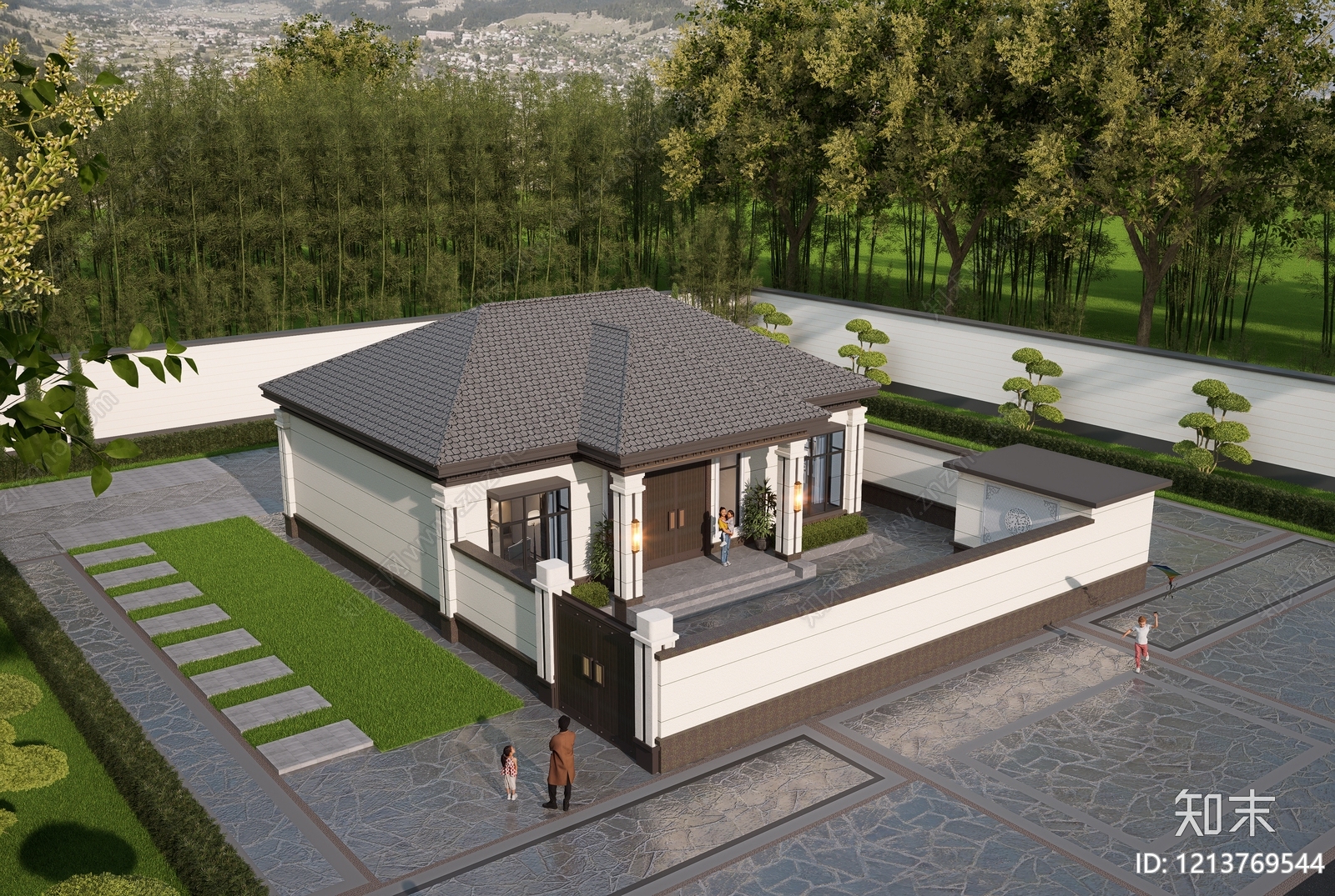 新中式乡村民房SU模型下载【ID:1213769544】