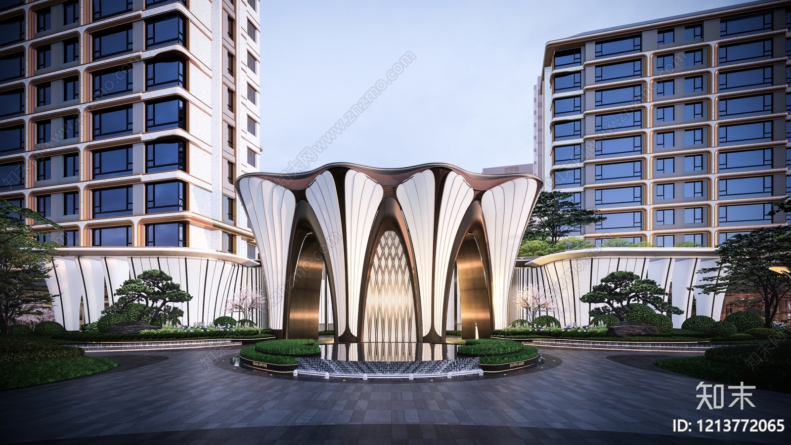 现代轻奢售楼处建筑SU模型下载【ID:1213772065】