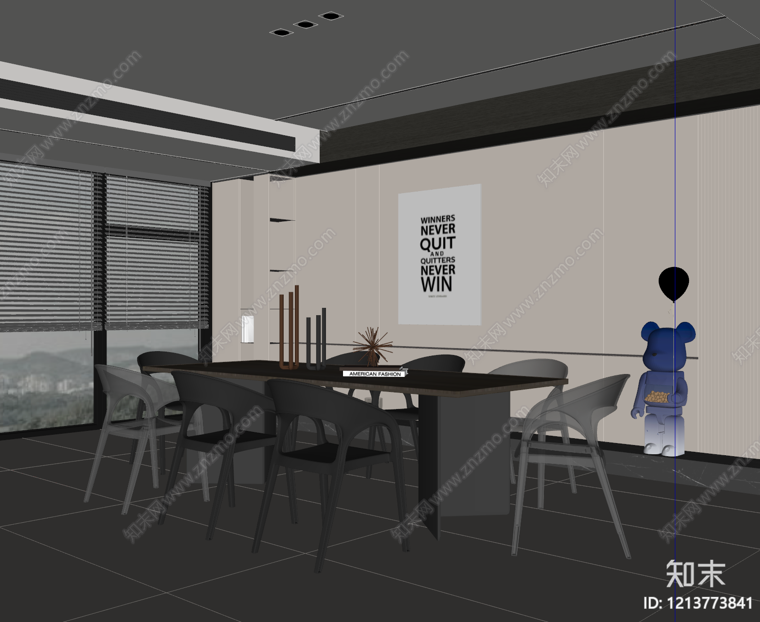 现代极简家居餐厅SU模型下载【ID:1213773841】