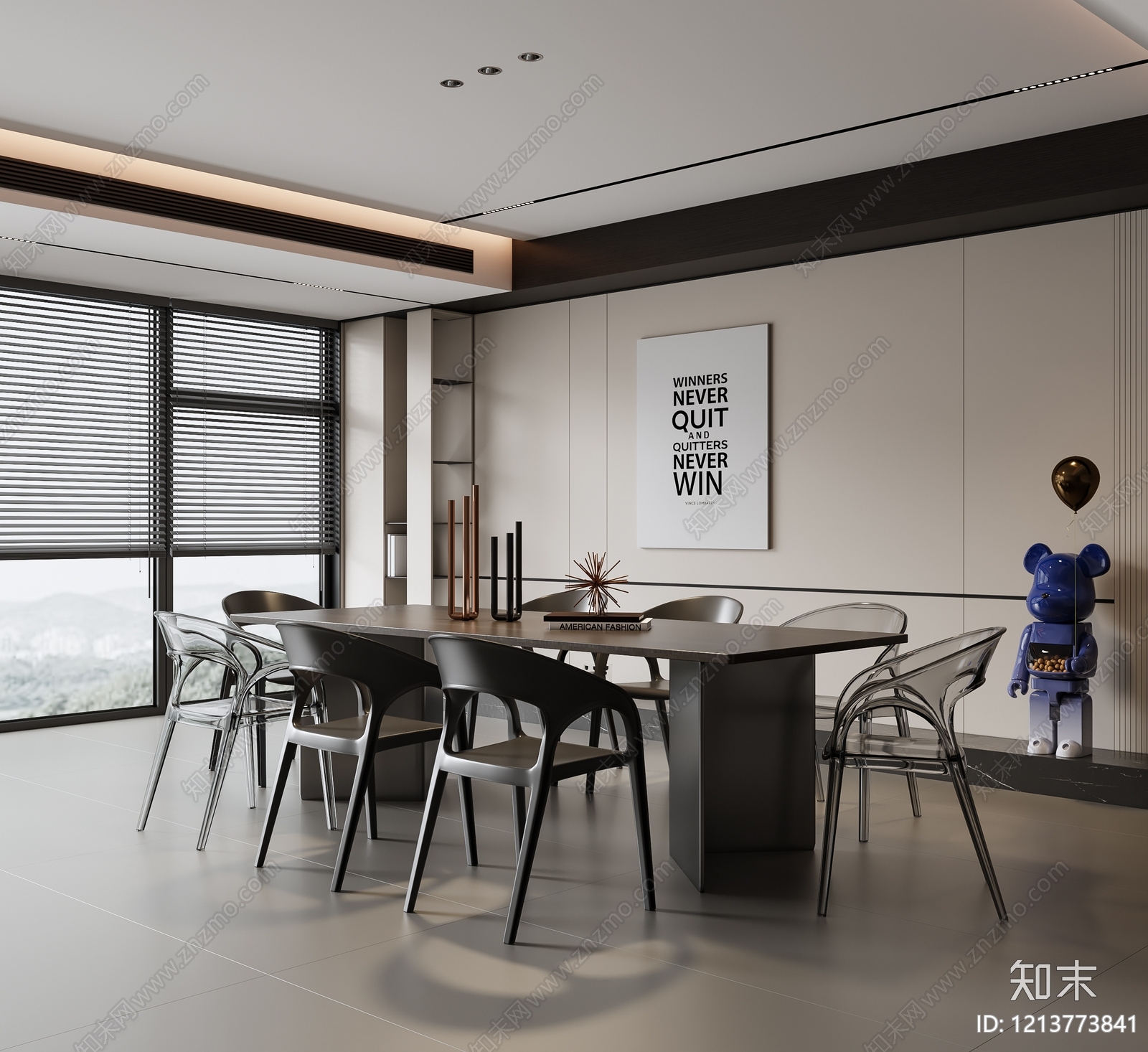 现代极简家居餐厅SU模型下载【ID:1213773841】
